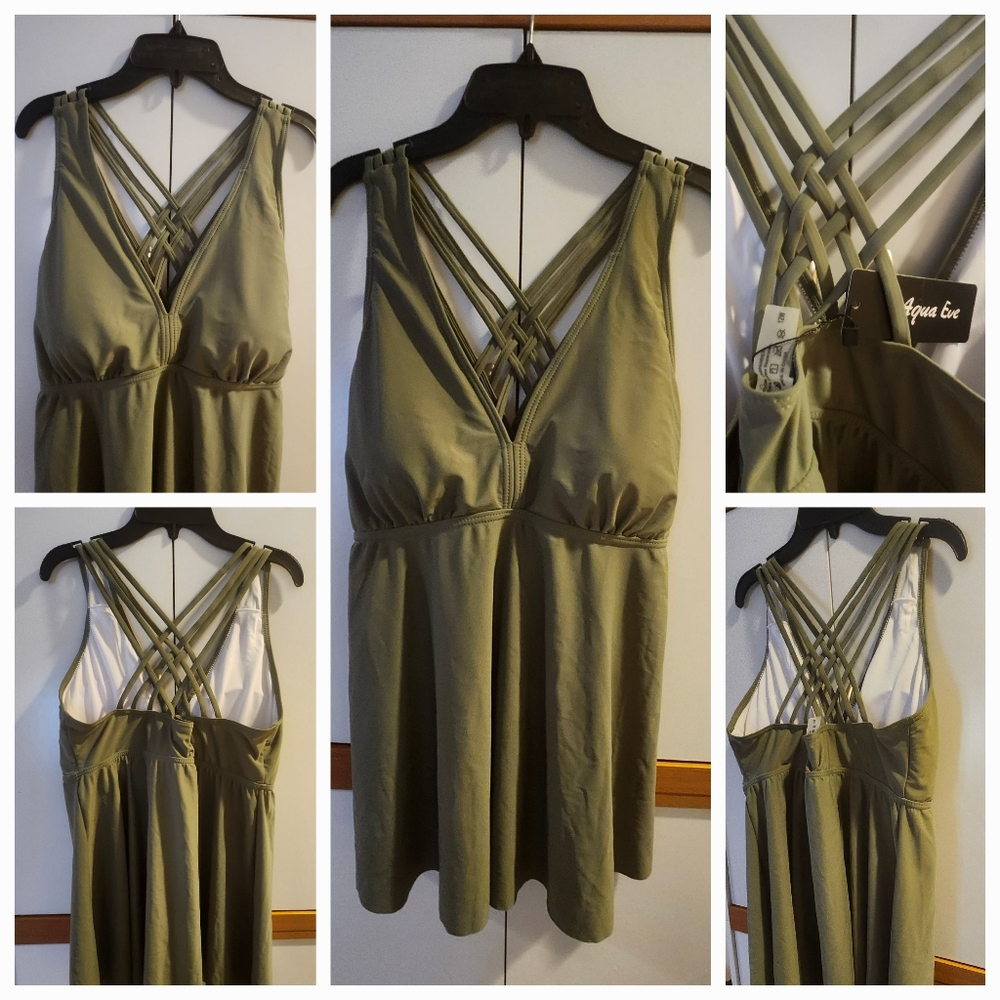 NWT- Aqua Eve Green Tummy Control bathing suit top. Size 12W.. $11